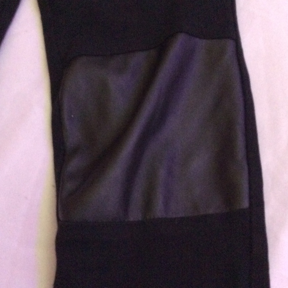 leather patched leggings